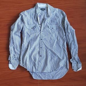 Zara Man Blue/White Striped Button Up
